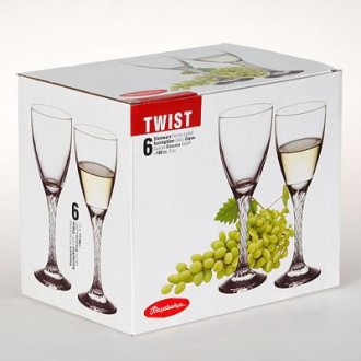 Набор фужеров для вина Twist. Полный объем 180 мл. Высококачественное, прозрачно. . фото 5