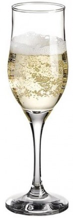 Классический стеклянный бокал для шампанского на высокой ножке объёмом 190 мл. П. . фото 2