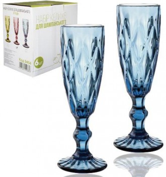Набор бокалов для шампанского Elodia Грани из цветного стекла. В наборе 6 бокало. . фото 3