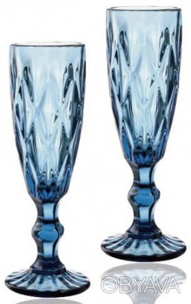 Набор бокалов для шампанского Elodia Грани из цветного стекла. В наборе 6 бокало. . фото 1
