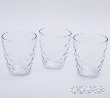 Набор стеклянных стаканов "Эмилия". Объем 350мл. 3 низких стакана в картонной уп. . фото 1