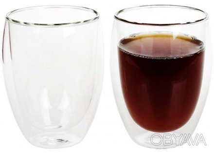 Набор 2 стакана Lorenza выполнены из стекла. Необычная конструкция с двойными ст. . фото 1