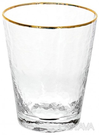 Набор 4 стакана Donna Ice с тонким золотым кантом - стеклянный стакан с еле заме. . фото 1
