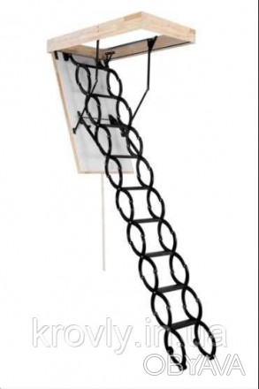 Металеві сходи ножничного типу, з 11 сходинок та з утепленою термоізоляційною кр. . фото 1