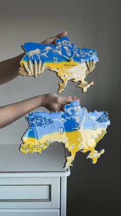 Настенные часы "Карта Украины" – это воплощение красоты эпоксидной смолы в сочет. . фото 7