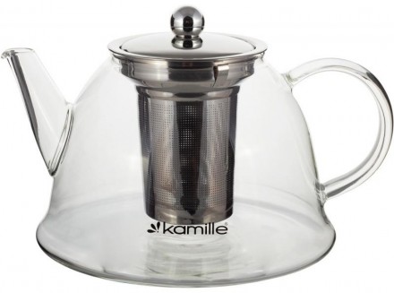 Чайник стеклянный заварочный Kamille с металлическим ситечком для заваривания ча. . фото 3