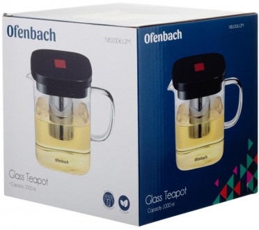 Чайник стеклянный заварочный Ofenbach Glass Teapot с металлическим ситечком для . . фото 9