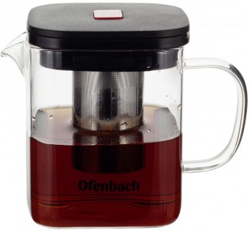 Чайник стеклянный заварочный Ofenbach Glass Teapot с металлическим ситечком для . . фото 3