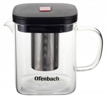 Чайник стеклянный заварочный Ofenbach Glass Teapot с металлическим ситечком для . . фото 2