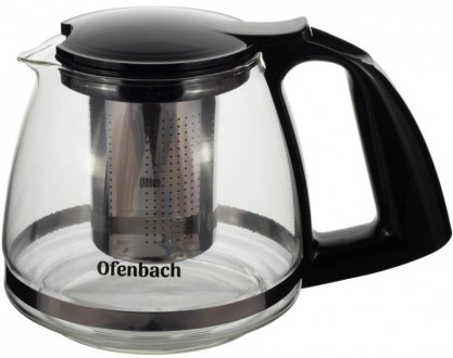 Чайник стеклянный заварочный Ofenbach Glass Teapot с металлическим ситечком для . . фото 3