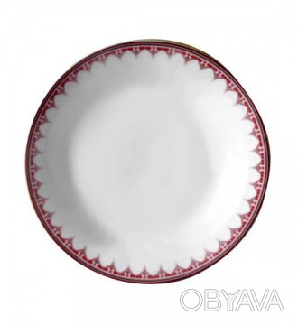 Набор 6 десертных тарелок "Вышиванка красный ромб" Ø20.5см. Выполнен из ф. . фото 1