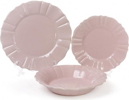Набор обеденных тарелок Leeds Ceramics SUN (розовый пепельный). В наборе 6 кругл. . фото 3