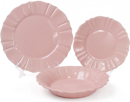Набор десертных тарелок Leeds Ceramics SUN (розовые). В наборе 6 круглых плоских. . фото 3