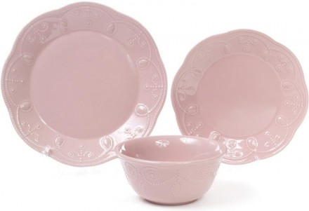 Набор десертных тарелок Leeds Ceramics (розовые). В наборе 6 круглых плоских тар. . фото 3