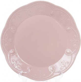 Набор обеденных тарелок Leeds Ceramics (розовые). В наборе 6 круглых плоских тар. . фото 2