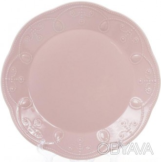 Набор обеденных тарелок Leeds Ceramics (розовые). В наборе 6 круглых плоских тар. . фото 1