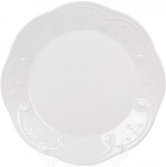 Набор обеденных тарелок Leeds Ceramics (белые). В наборе 6 круглых плоских тарел. . фото 2