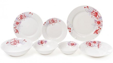 Набор десертных тарелок "Цветы" из качественного белого фарфора с цветочным штри. . фото 3