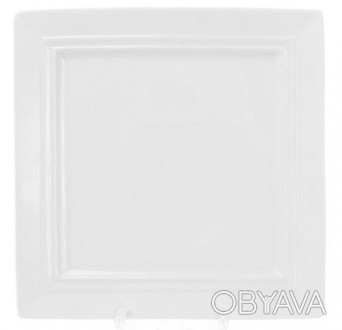 Набор 4 обеденные квадратные тарелки "White City" - белоснежная коллекция столов. . фото 1