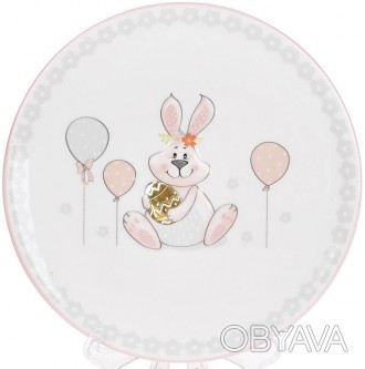 Тарелка керамическая "Веселый кролик" с ярким веселым дизайном. Размер: 17х17х2с. . фото 1