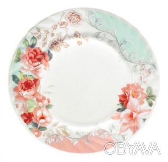 Набор десертных тарелок "Версаль Розы" — 6 тарелок из стеклокерамики. Диам. . фото 1