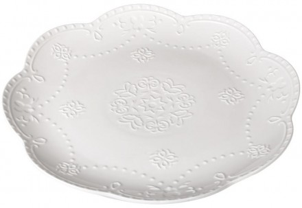 Набор 3 тарелки "Белое Кружево" (десертная тарелка) - коллекция белой фарфоровой. . фото 3