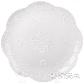Набор 3 тарелки "Белое Кружево" (десертная тарелка) - коллекция белой фарфоровой. . фото 1