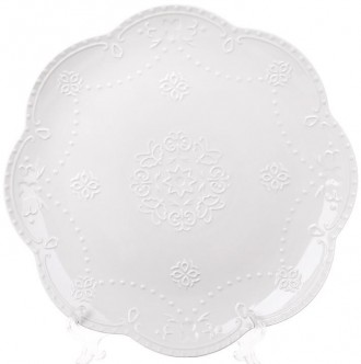 Набор 2 тарелки "Белое Кружево" (обеденная тарелка) - коллекция белой фарфоровой. . фото 2