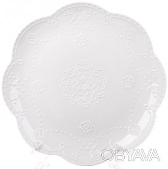 Набор 2 тарелки "Белое Кружево" (обеденная тарелка) - коллекция белой фарфоровой. . фото 1