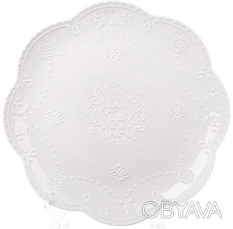 Набор 2 тарелки "Белое Кружево" (обеденная или подставная тарелка) - коллекция б. . фото 1