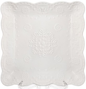 Набор 2 тарелки "Белое Кружево" (обеденная квадратная тарелка) - коллекция белой. . фото 3