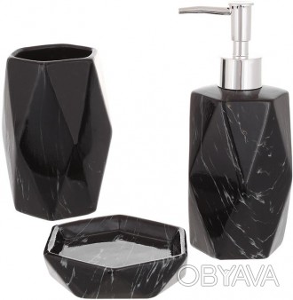Набор керамических аксессуаров Bright Bath Black для ванной комнаты. Стильный и . . фото 1