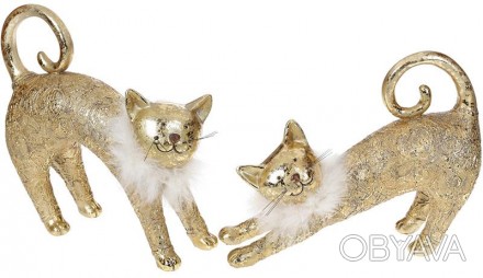 Набор 2 статуэтки "Золотые кошки" Антик. В наборе 2 дизайна. Материал - полистоу. . фото 1