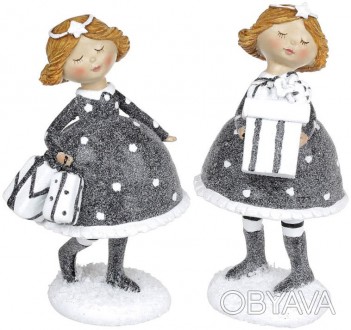 Набор 2 статуэтки "Девчонка с Подарками". Материал - полистоун (искусственный ка. . фото 1