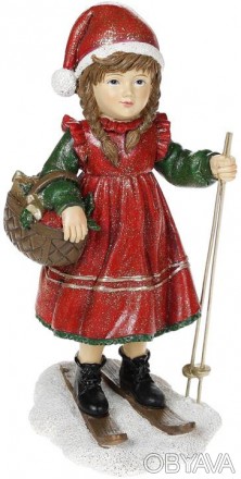 Декоративная статуэтка "Девочка на лыжах". Материал - полистоун (искусственный к. . фото 1