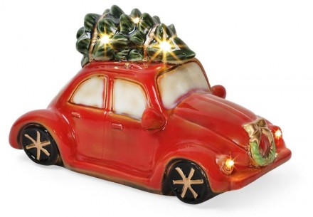 Декор новогодний "Санта в машине". Фарфоровое новогоднее и рождественское украше. . фото 3