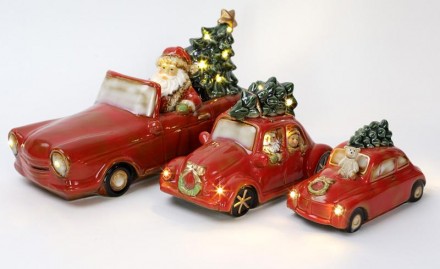 Декор новогодний "Санта в машине". Фарфоровое новогоднее и рождественское украше. . фото 4