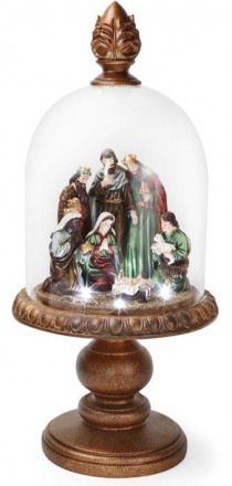 Рождественская статуэтка (украшение) "Вертеп" под стеклянным колпаком и LED-подс. . фото 3