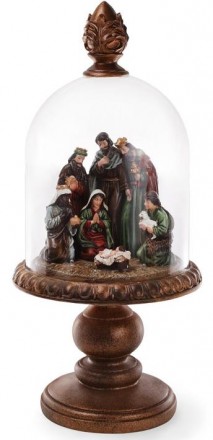 Рождественская статуэтка (украшение) "Вертеп" под стеклянным колпаком и LED-подс. . фото 2