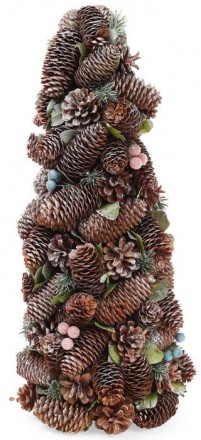 Новогодняя декоративная елка "Шишки и ягоды" с декором из натуральных шишек, дек. . фото 2