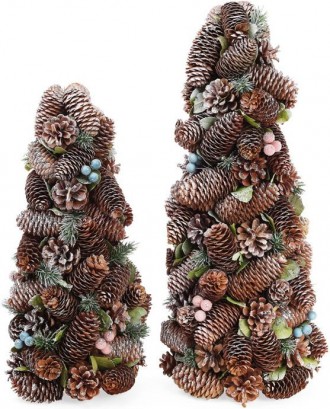 Новогодняя декоративная елка "Шишки и ягоды" с декором из натуральных шишек, дек. . фото 3