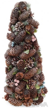 Новогодняя декоративная елка "Шишки и ягоды" с декором из натуральных шишек, дек. . фото 1