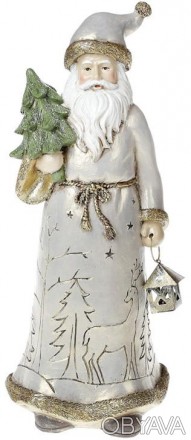 Статуэтка декоративная "Санта с елочкой". Материал - полистоун (искусственный ка. . фото 1