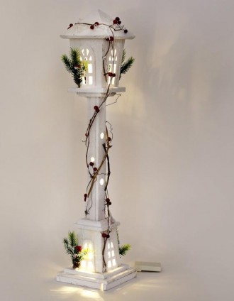Декоративный фонарь "Зимний домик" изготовлен из комбинированных материалов. Дер. . фото 4