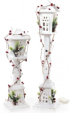 Декоративный фонарь "Зимний домик" изготовлен из комбинированных материалов. Дер. . фото 3