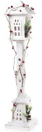 Декоративный фонарь "Зимний домик" изготовлен из комбинированных материалов. Дер. . фото 2