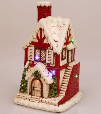 Новогодний декор "Кирпичный домик". Материал - керамика. Размер: 19.3х18х31.5см.. . фото 4