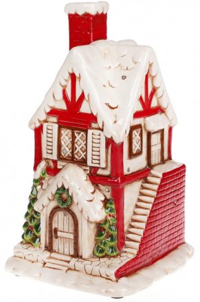 Новогодний декор "Кирпичный домик". Материал - керамика. Размер: 19.3х18х31.5см.. . фото 2