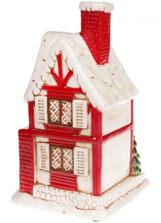 Новогодний декор "Кирпичный домик". Материал - керамика. Размер: 19.3х18х31.5см.. . фото 3