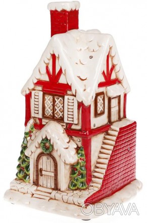 Новогодний декор "Кирпичный домик". Материал - керамика. Размер: 19.3х18х31.5см.. . фото 1